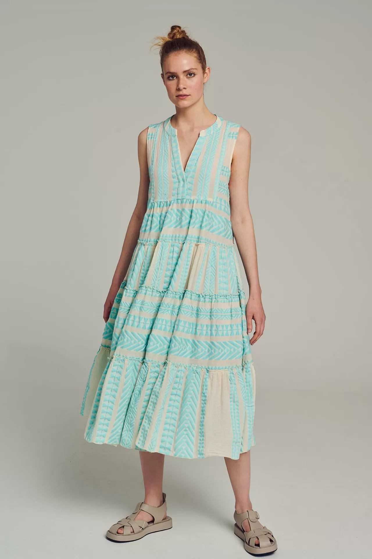 Best Sale Devotion TWINS Ella Sleeveless Midi-B.Blue/Offwhite