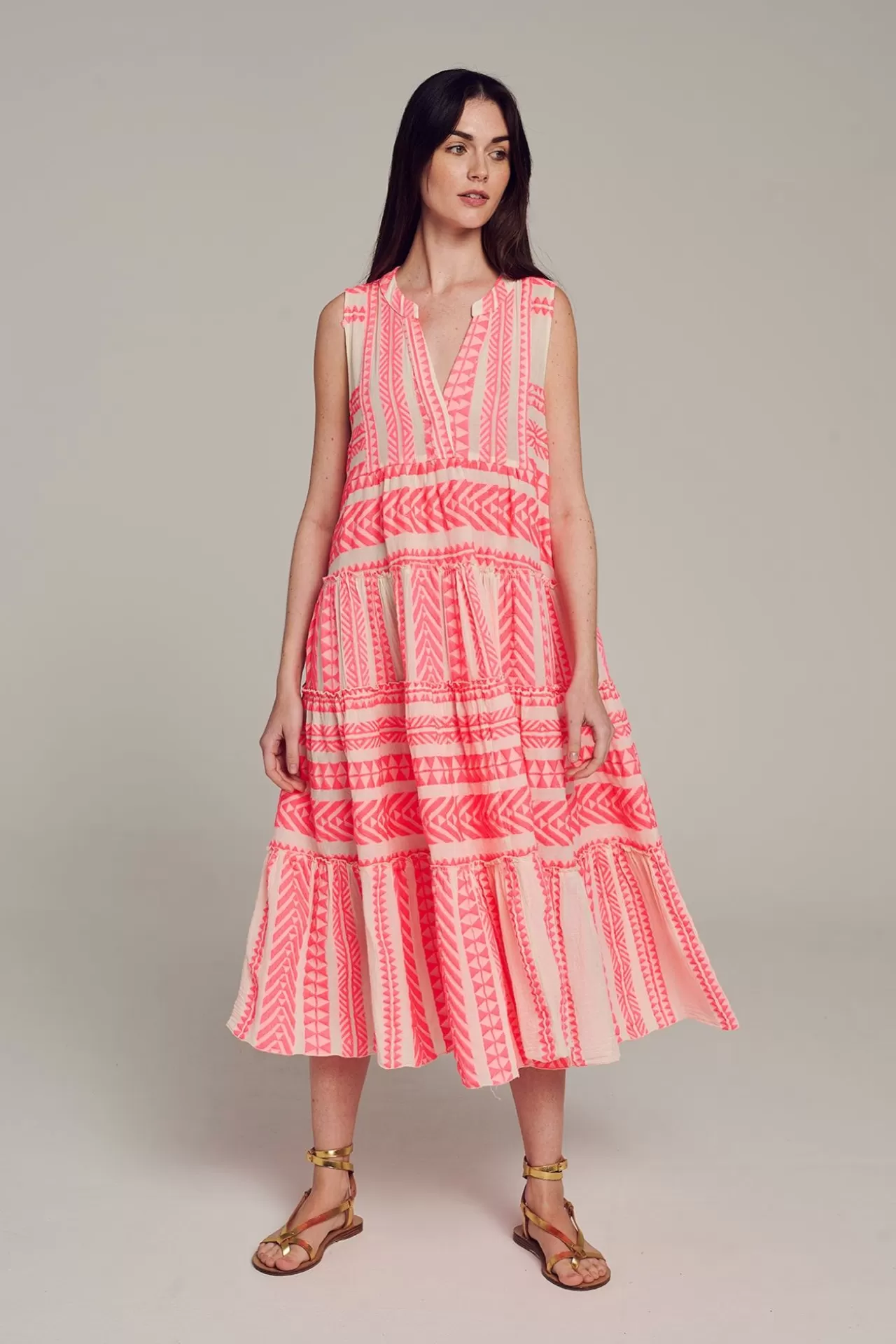 Sale Devotion TWINS Ella Sleeveless Midi-N.Pink/Offwhite