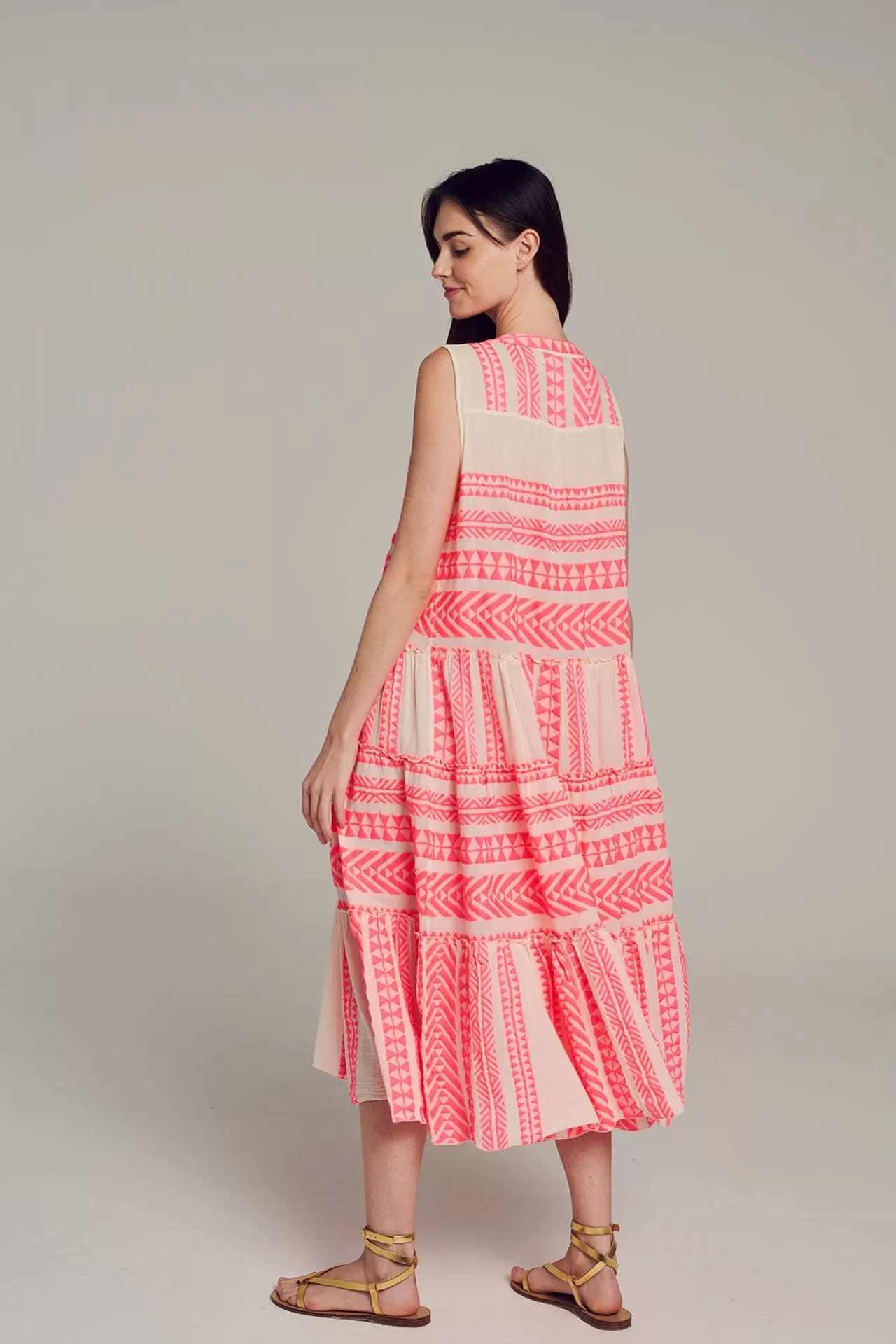 Sale Devotion TWINS Ella Sleeveless Midi-N.Pink/Offwhite